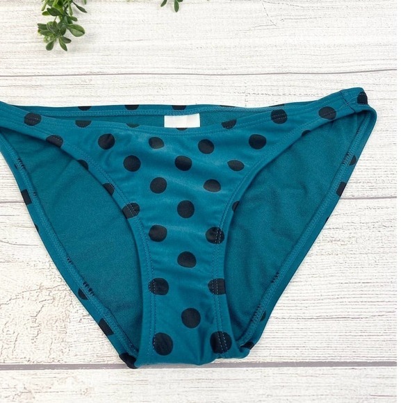 NEW Xhilaration Deep Turquoise and Black polka dot Bikini Bottom XS - Picture 3 of 8